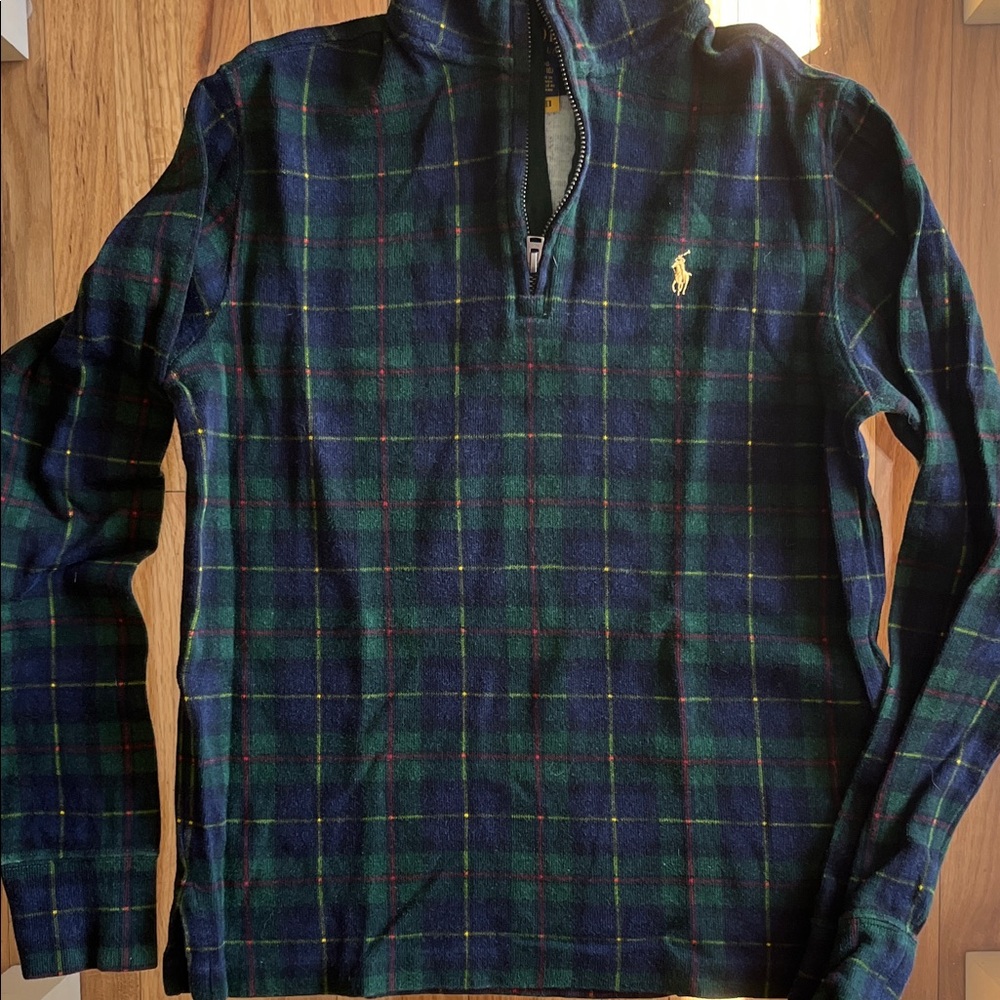 Boys Ralph Lauren long sleeve plaid holiday heritage quarter zip (large 14-16)